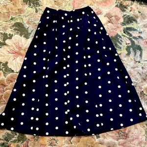 Occasion Navy and White Polka Dot A-Line Skirt